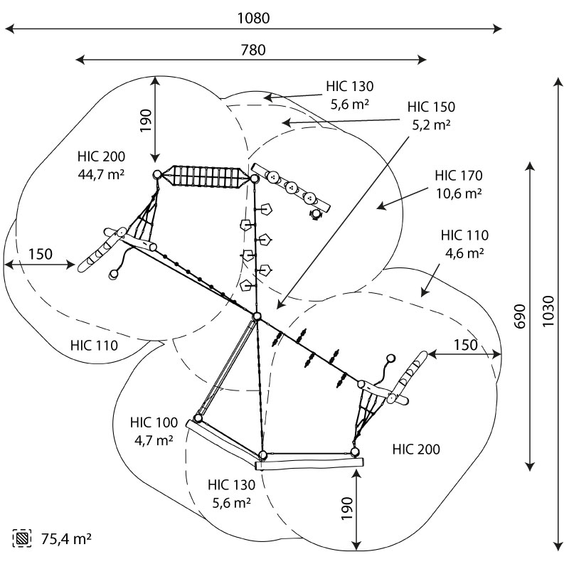 Circuito Desafío Robinia RB1319 Cuerdas Equilibrio Saltos