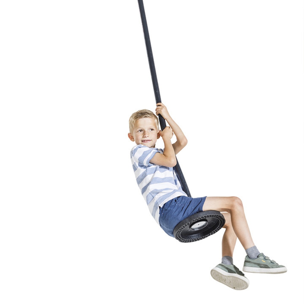 Columpio Monkey Caucho - 'Curve' - Set de cadena galvanizada con recubrimiento de goma - Largo 3.0 m (eff:2.5 m) – Negro