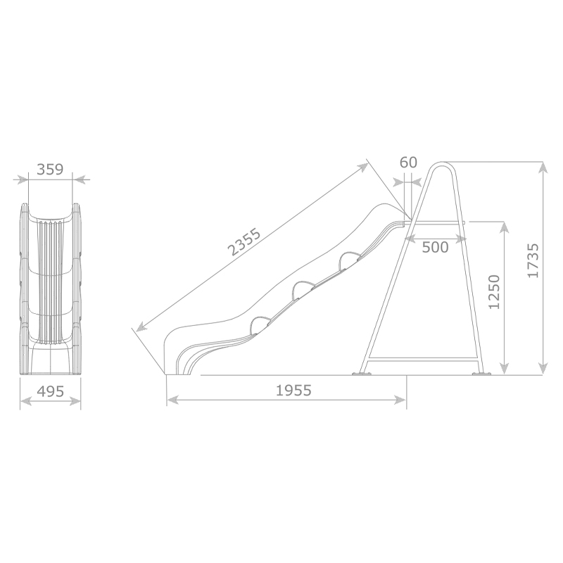 Tobogán Optima HDPE + Estructura Metálica 1250 mm