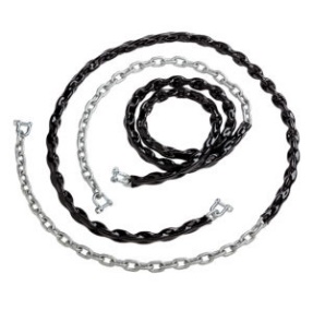 Cadena con casquillo y tramo plastificado - eff: 1800m - cadena 5 mm - galvanizada - con grillete en D 18x12mm