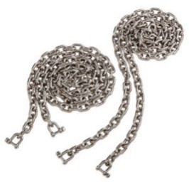 Set de cadena - eff: 1800m - cadena 6 mm - inoxidable - con grillete en D 18x12mm