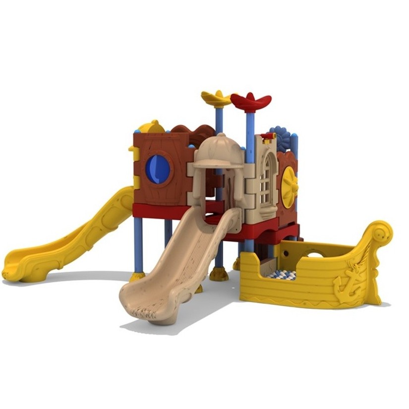 Barco Pirata Infantil 3 plataformas 2 toboganes plástico