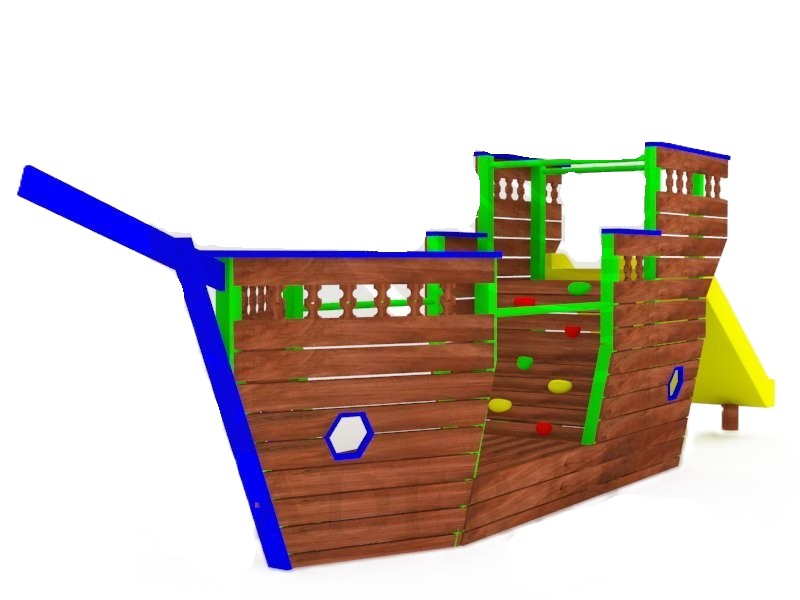 Barco Pirata Madera Muro de escalada 1 tobogán doble