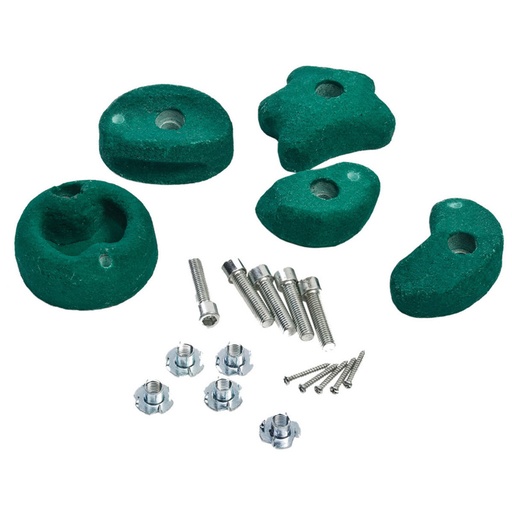 [347002002001] Presas de Escalada Medianas Verde 5 Piezas